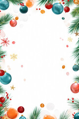 Fototapeta na wymiar Christmas style border. Xmas themed border around a white rectangle