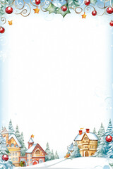 Xmas border desing around a blank space. Christmas themed border around a white rectangle.
