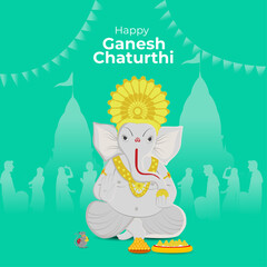 Ganesh Chaturthi Celebration vector template
