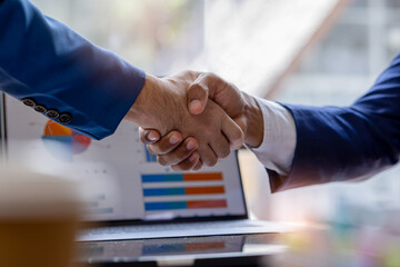 Business handshake for teamwork of business merger and acquisition,successful negotiate,hand shake,...