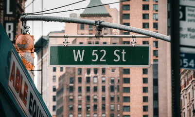 New York, USA: 52 street sign in Manhattan