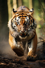 Close up of an angry tiger roaring towards the camera
