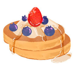 Pancakes with berries and maple syrup