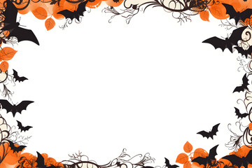 Obraz na płótnie Canvas Halloween day elements ornamental frame and landing page template flat design on isolated white background, Generative AI