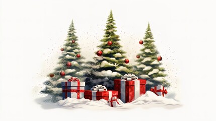 Christmas winter festive composition. Colorful Christmas, New Year background. Generative AI