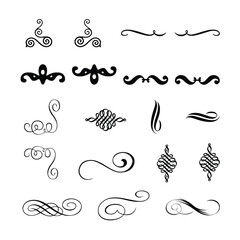 Calligraphic Vintage Vector Design Elements and Page Decorations. Set of Hand Drawn Swirls.