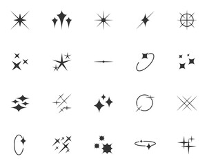 set of sparkle icon, glow, glitter,