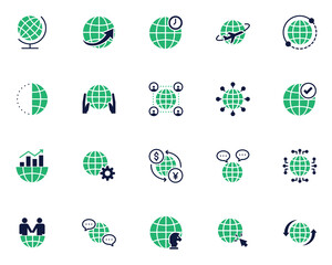 set of global icon, world, location, network