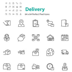 set of delivery icons, transport, logistic