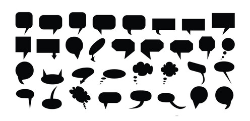 Fototapeta na wymiar Big collection of different types of empty speech clouds chat bubbles icon vector shapes for comics or web. Add text, easy to edit, any size.
