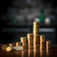 A stack of coins showing an inflation trend.