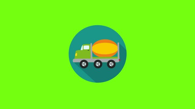 Truck icon with a white dumpster on a green key background for a motion designer in after effects and video editing software Render 3D green screen objects download