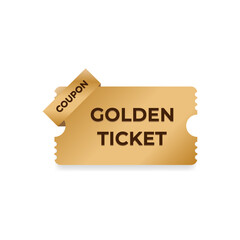 Golden ticket coupon template vector illustration