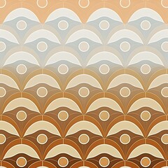 Seamless geometrical pattern in muted brown, blue hues. Japan-style design for beautiful, luxury background. Geometric retro shape in sea, ocean earth tones.