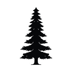 Christmas tree black Silhouette isolated.