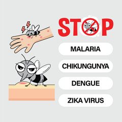STOP Mosquitos, Warning sign infographic.