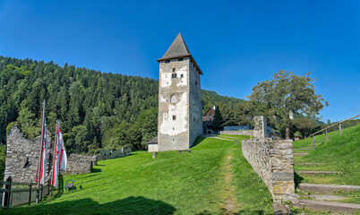 Fototapeta na wymiar Tower at Petersberg, Friesach, Carinthia, Austria