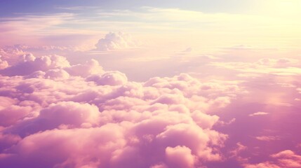 Fototapeta premium Aerial view White clouds in sky. Top. View from drone. Aerial bird's eye. Aerial top view cloudscape. Sky background