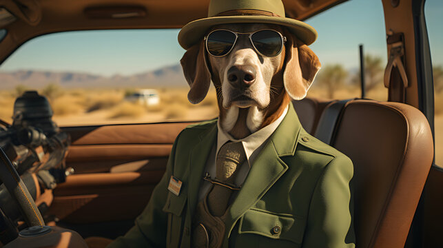 Dog as a park ranger in Joshua Tree National Park -- generative AI