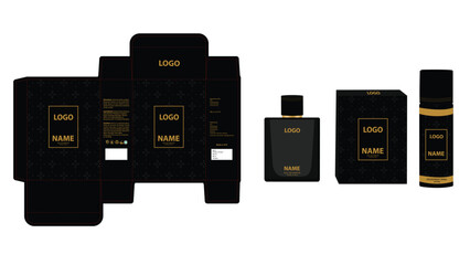 Packaging design, luxury perfume box, deo design mock up box. Illustration vector.