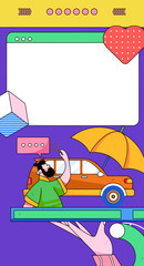 Buying insurance for car flat character vector concept operation illustration
