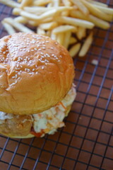 Chicken Burger with Sesame Bun