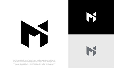 Naklejka premium Initials M logo design. Initial Letter Logo. Innovative high tech logo template. 