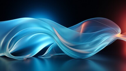 Blue Waves Abstract with Ethereal Lights. Illustration.