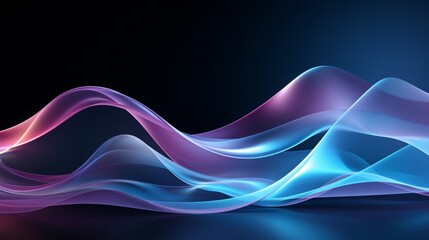 Blue Waves Abstract with Ethereal Lights. Illustration.