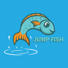Naklejka premium Minimalistic and energetic jumping fish logo mascot design