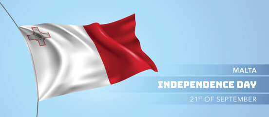 Malta happy independence day greeting card, banner vector illustration