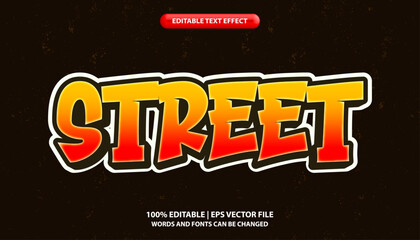 Street editable text effect template, street graffiti retro text style, premium vector