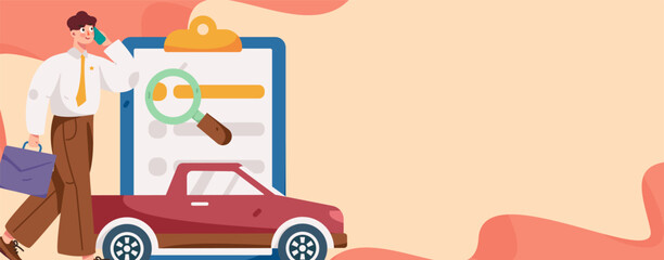 Buying insurance for car flat character vector concept operation illustration

