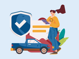 Buying insurance for car flat character vector concept operation illustration
