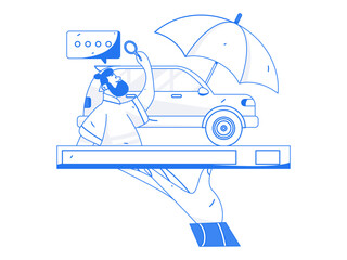 Buying insurance for car flat character vector concept operation illustration
