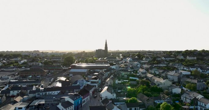 Catholic Church in Tramore at sunset 4k