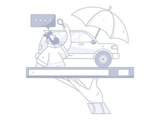 Buying insurance for car flat character vector concept operation illustration
