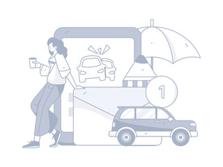 Buying insurance for car flat character vector concept operation illustration

