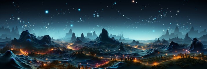 Naklejka premium Wavy Blue Wave Abstract Background. Postprocessing Art.