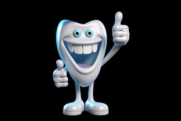 Fototapeta premium happy tooth Cartoon dental character. Cute dentist mascot. Oral health and dental inspection teeth. Medical dentist tool. 