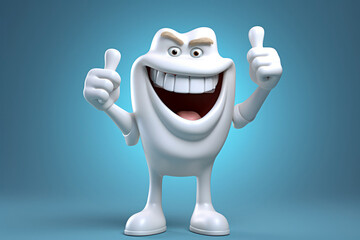 happy tooth Cartoon dental character. Cute dentist mascot. Oral health and dental inspection teeth. Medical dentist tool.
