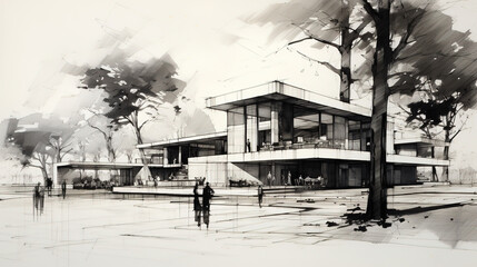 Residential House Concept, Architecture Sketch, Design