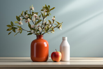 Minimalist Home Decor Vase, Flower, Clean Background, A Harmony of Simplicity and Elegance. Generative AI