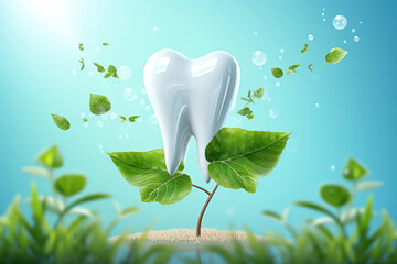 White shining tooth, concept whitening of human tooth. Teeth protection, tooth care dental medical vector icon.
