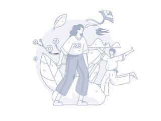 24 solar terms, beginning of spring, rain, stung, spring breeze, qingming, valley rain, flat character vector concept, operation, hand-painted illustration
