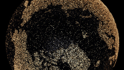 Glitter Earth Close Up on black background