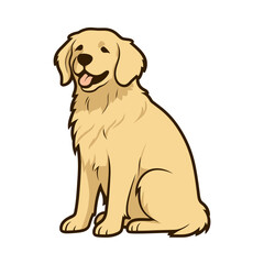 Golden Retriever Puppy - Cartoon Isolated Vector Design