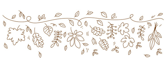 Autumn leaf line art style vector illustration. Autumn leaf vector  element design
