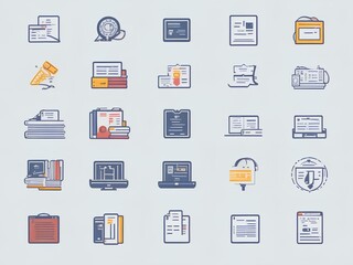 Fototapeta premium 25 icons Simple Set of E-Learning, Online Course and Education Related Vector Line Icons. Contains thin Icons as Ebook, Audio book