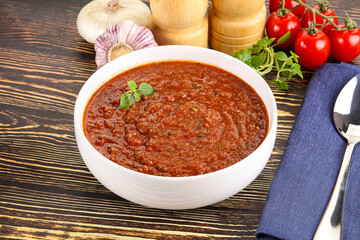 Spanish traditional gazpacho tomato soup